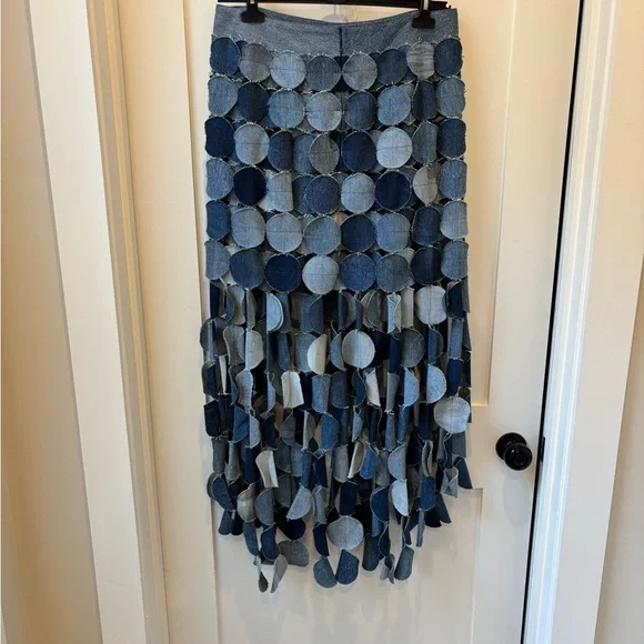 A.W.A.K.E. MODE Upcycled Denim Circle Skirt - Picture 3 of 6